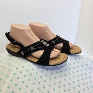 Minnetonka Silvie Black Southwestern Slingback Comfort Sandals Size 8 Braided